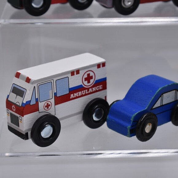 Snap-On Tools Wooden Cars Play Set Race Truck Sport Cars Police Ambulance Lot 14 - Picture 8 of 10